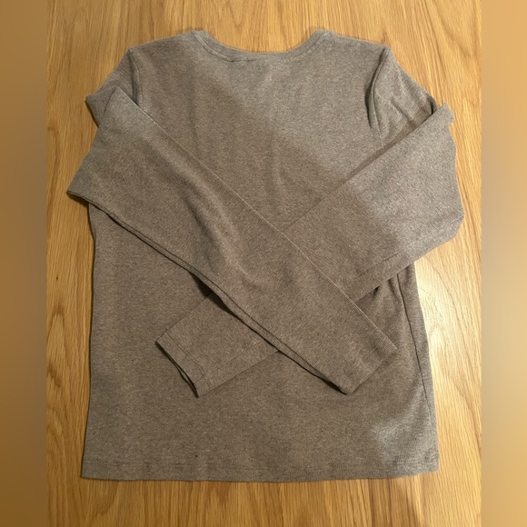 Aritzia HomeStretch Rib Solo Longsleeve Shirt Color Heather Nomad Taupe Size XL - Picture 2 of 7